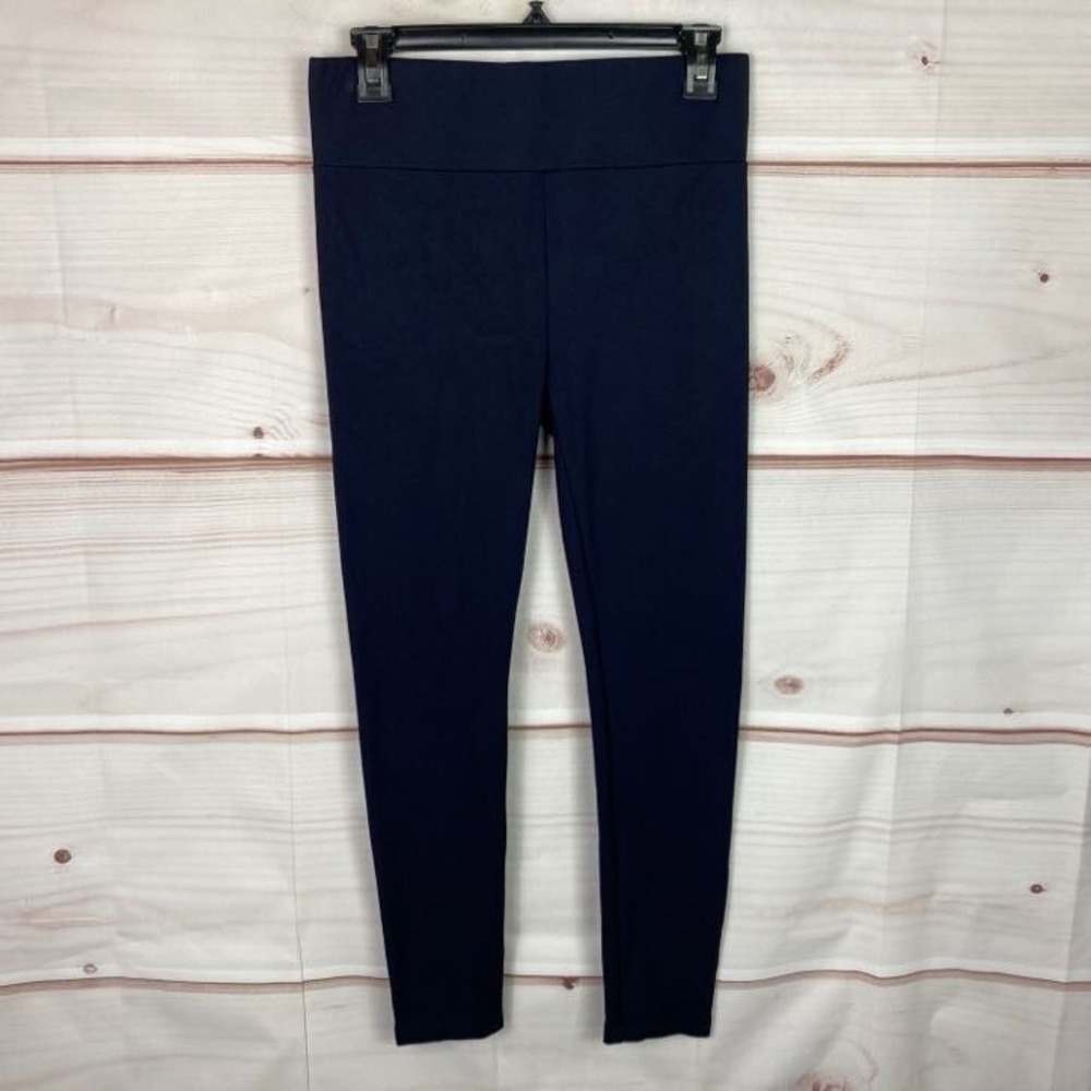LOFT Lou & Grey Pants Womens S Blue Skinny Knit Pull On Solid Crop Mid Rise